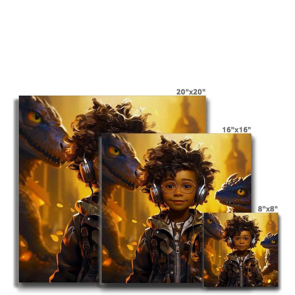 Little Boy Dino Dream Earphone: MelanatedMe Adventures by D'Sare Eco Canvas - D'Sare 