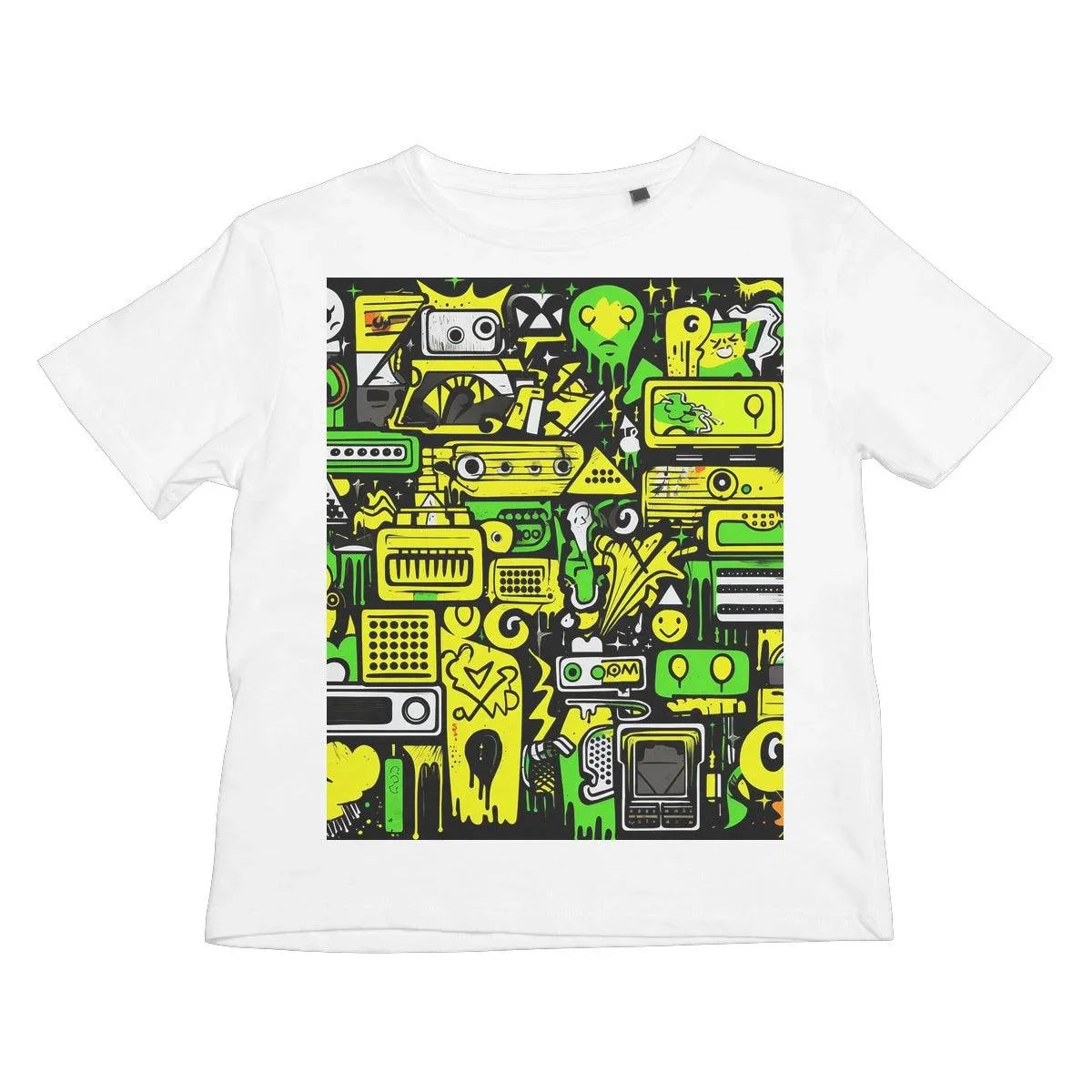 Graffiti Green and Yellow Abstract: A Dive into Vibrant Urban Art Kids T-Shirt - D'Sare 