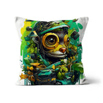 Nature's Resilience: Surreal Auto-Forest Artwork - Whimsical Raccoon and Greenery Infused Car  Cushion