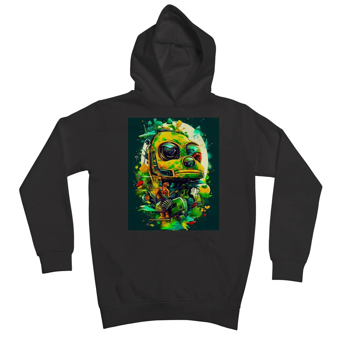 Mechanical Muse: Vibrant Graffiti Odyssey in Surreal Auto Wonderland Kids Hoodie - D'Sare