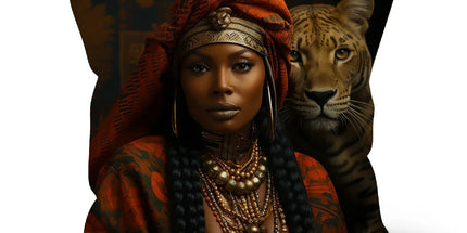 Empress Ebony Leopard Luxe MelanatedME Cushion - D'Sare