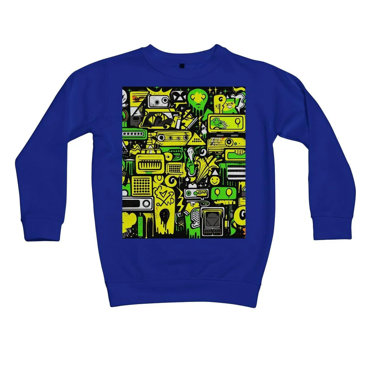 Graffiti Green and Yellow Abstract: A Dive into Vibrant Urban Art Kids Sweatshirt - D'Sare 