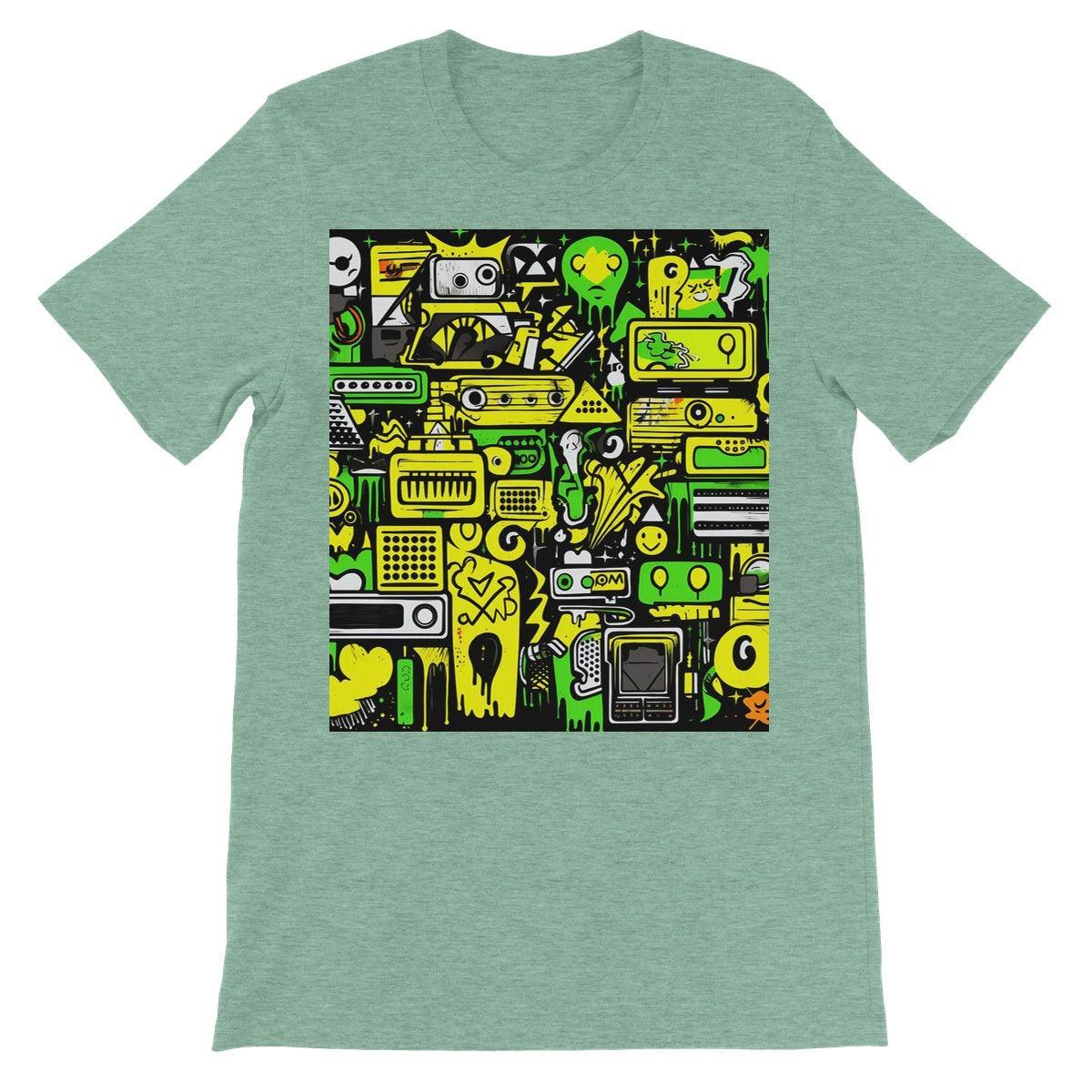 Graffiti Green and Yellow Abstract: A Dive into Vibrant Urban Art Unisex Short Sleeve T-Shirt - D'Sare 