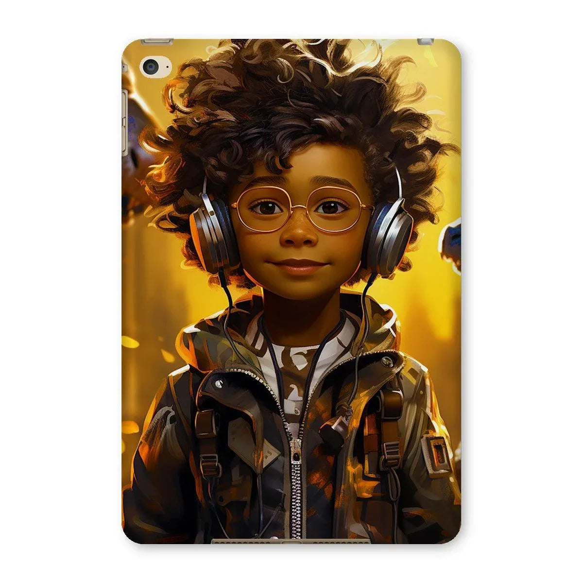 Little Boy Dino Dream Earphone: MelanatedMe Adventures by D'Sare Tablet Cases - D'Sare 