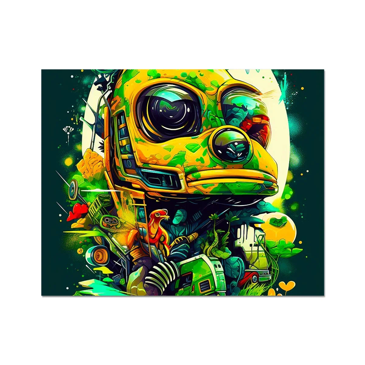 Mechanical Muse: Vibrant Graffiti Odyssey in Surreal Auto Wonderland C-Type Print by D'Sare
