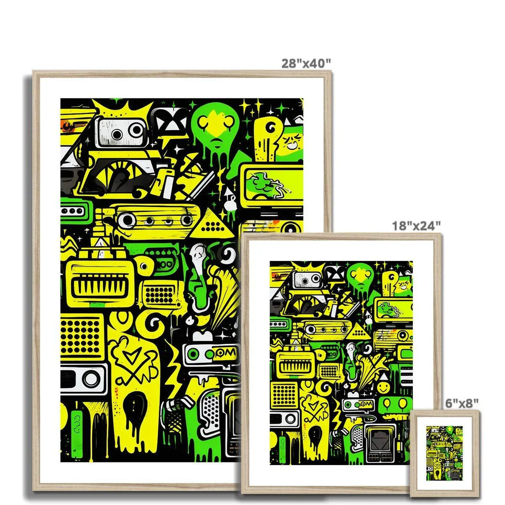 Graffiti Green and Yellow Abstract: A Dive into Vibrant Urban Art Framed & Mounted Print - D'Sare 
