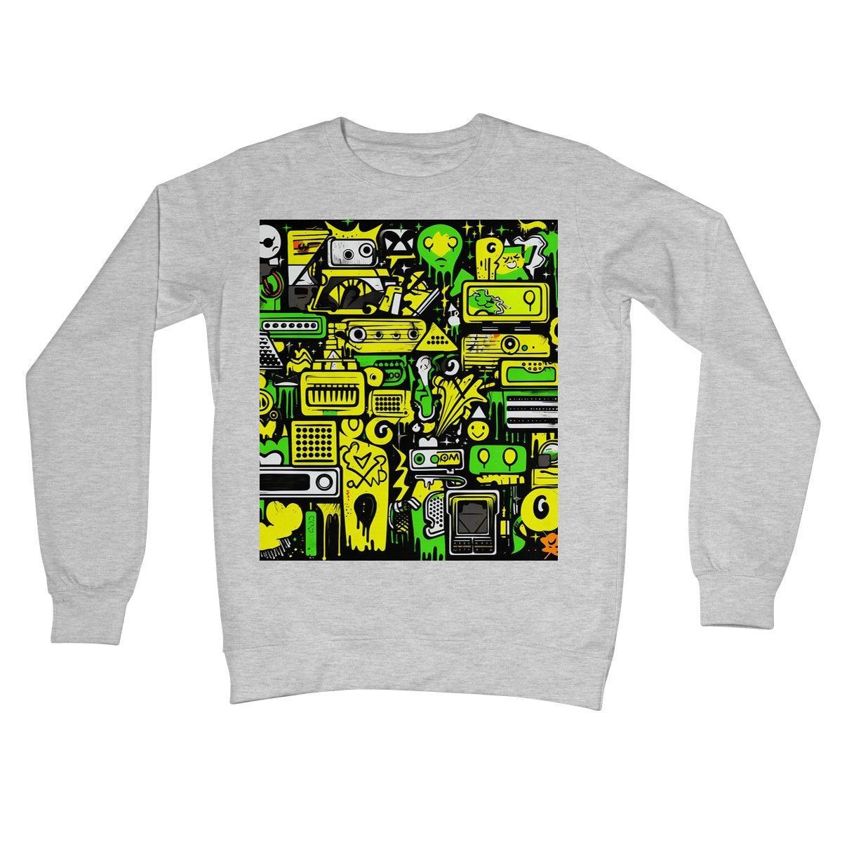 Graffiti Green and Yellow Abstract: A Dive into Vibrant Urban Art Crew Neck Sweatshirt by Prodigi
