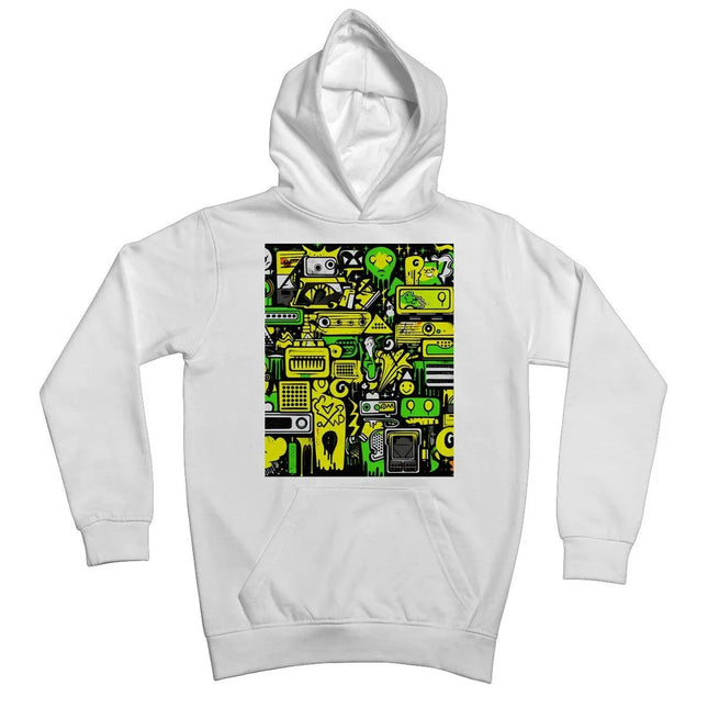 Graffiti Green and Yellow Abstract: A Dive into Vibrant Urban Art Kids Hoodie by Prodigi