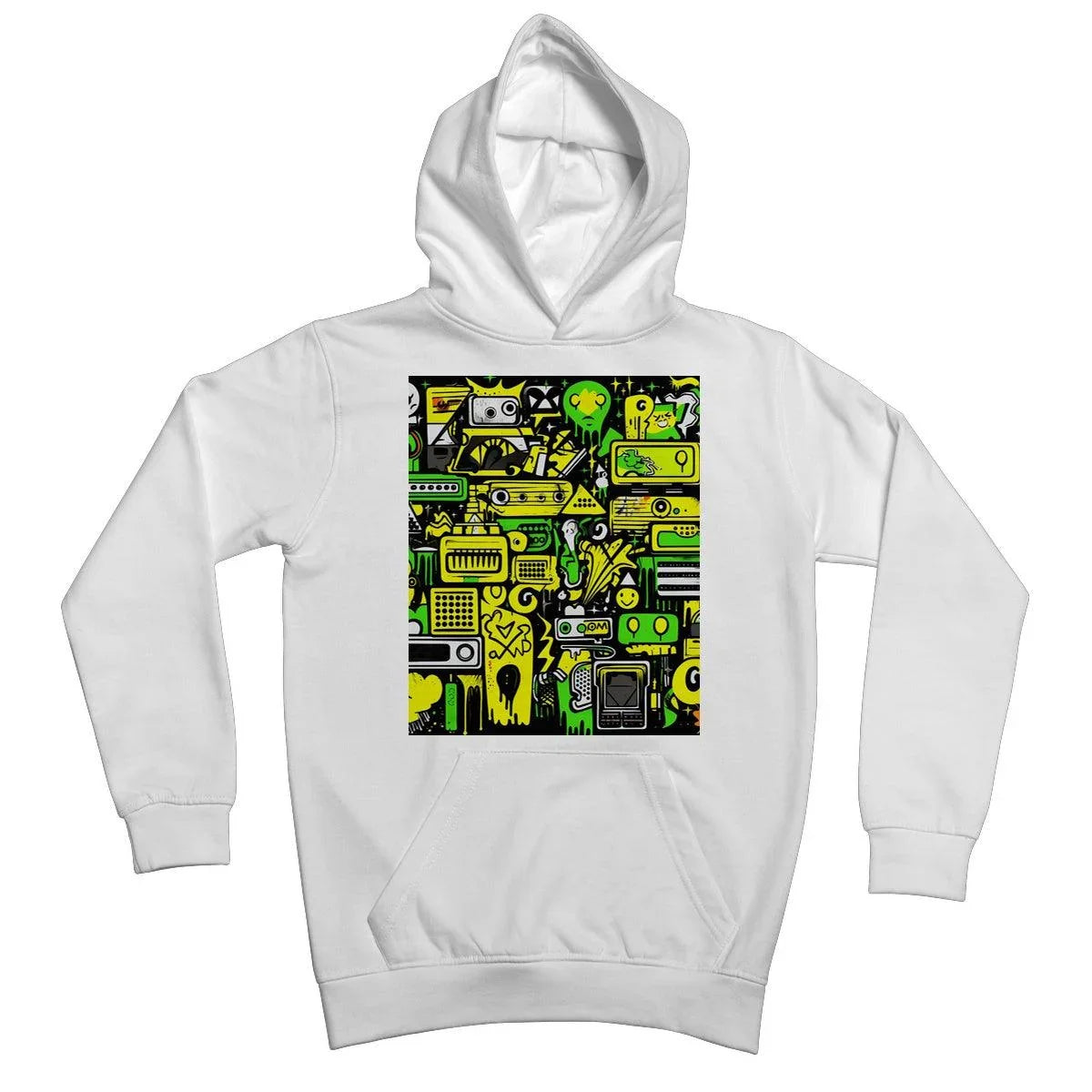 Graffiti Green and Yellow Abstract: A Dive into Vibrant Urban Art Kids Hoodie - D'Sare 