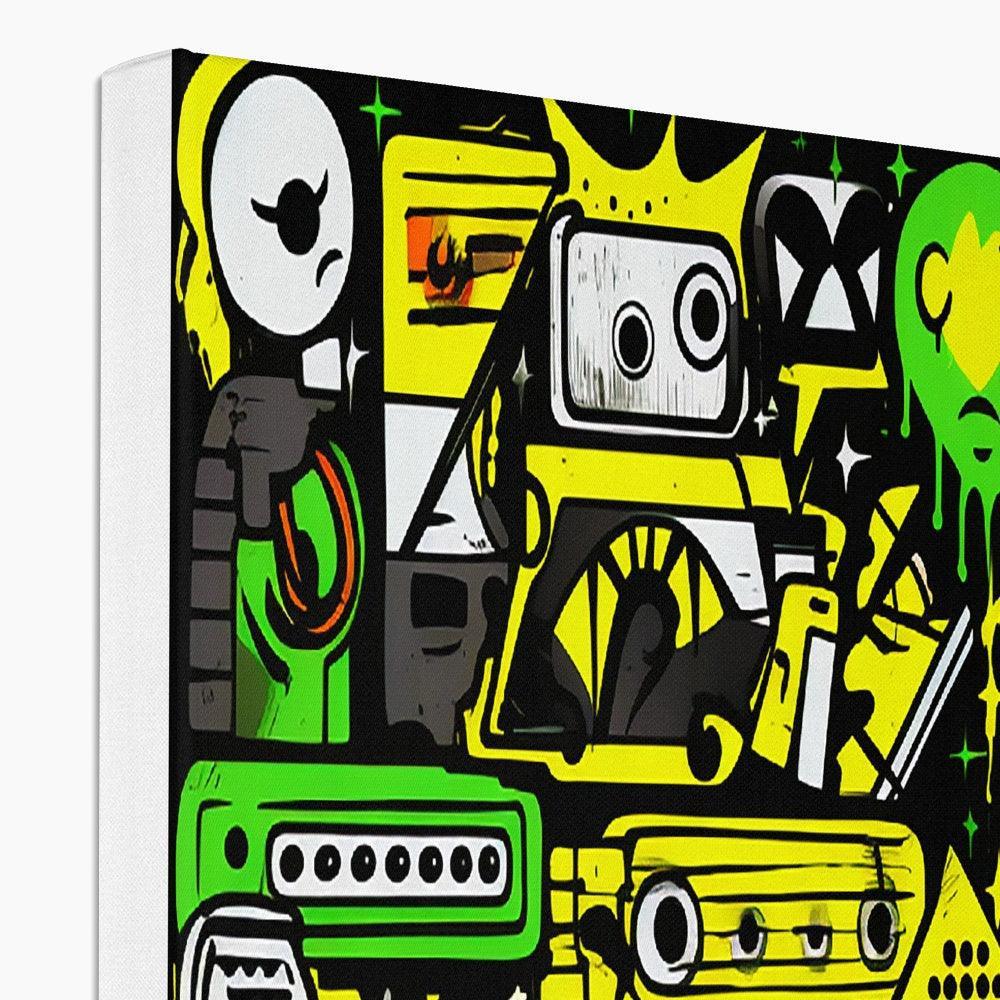 Graffiti Green and Yellow Abstract: A Dive into Vibrant Urban Art Eco Canvas - D'Sare 