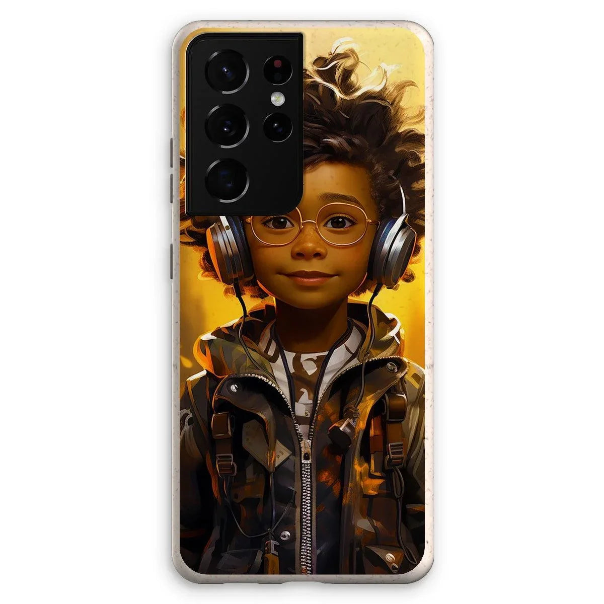 Little Boy Dino Dream Earphone: MelanatedMe Adventures by D'Sare Eco Phone Case - D'Sare 