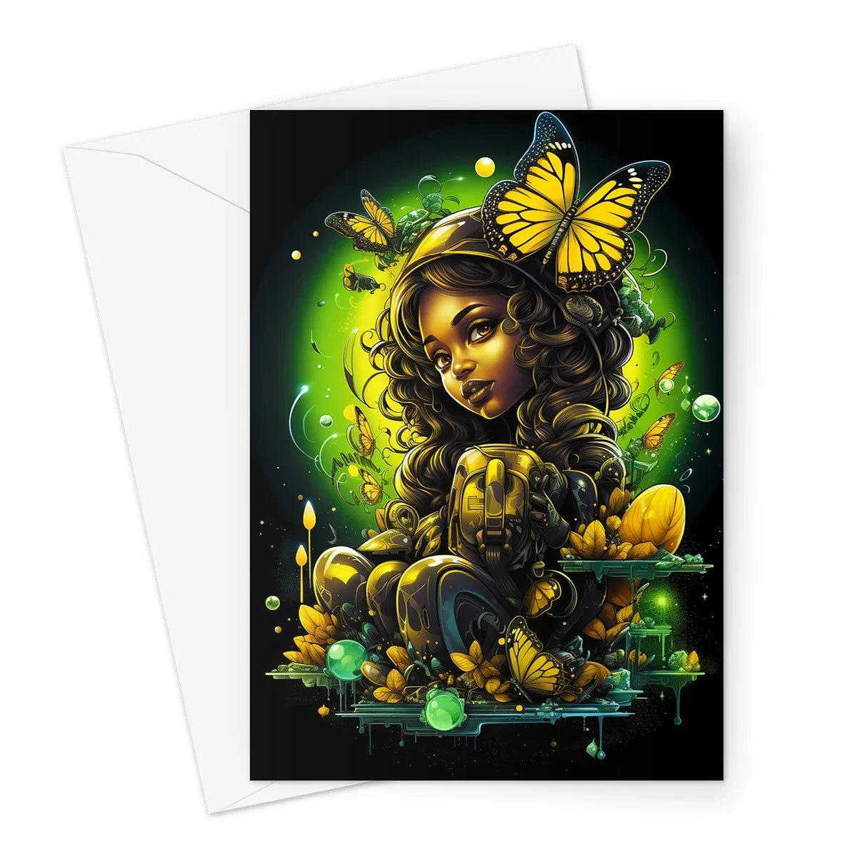 Urban Jungle Metamorphosis Muse Luminous Butterfly Queen Greeting Card - D'Sare
