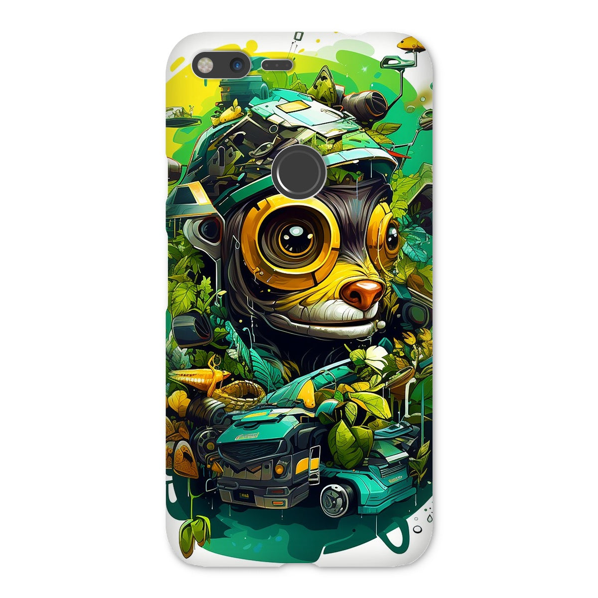 Nature's Resilience: Surreal Auto-Forest Artwork - Whimsical Raccoon and Greenery Infused Car  Snap Phone Case - D'Sare