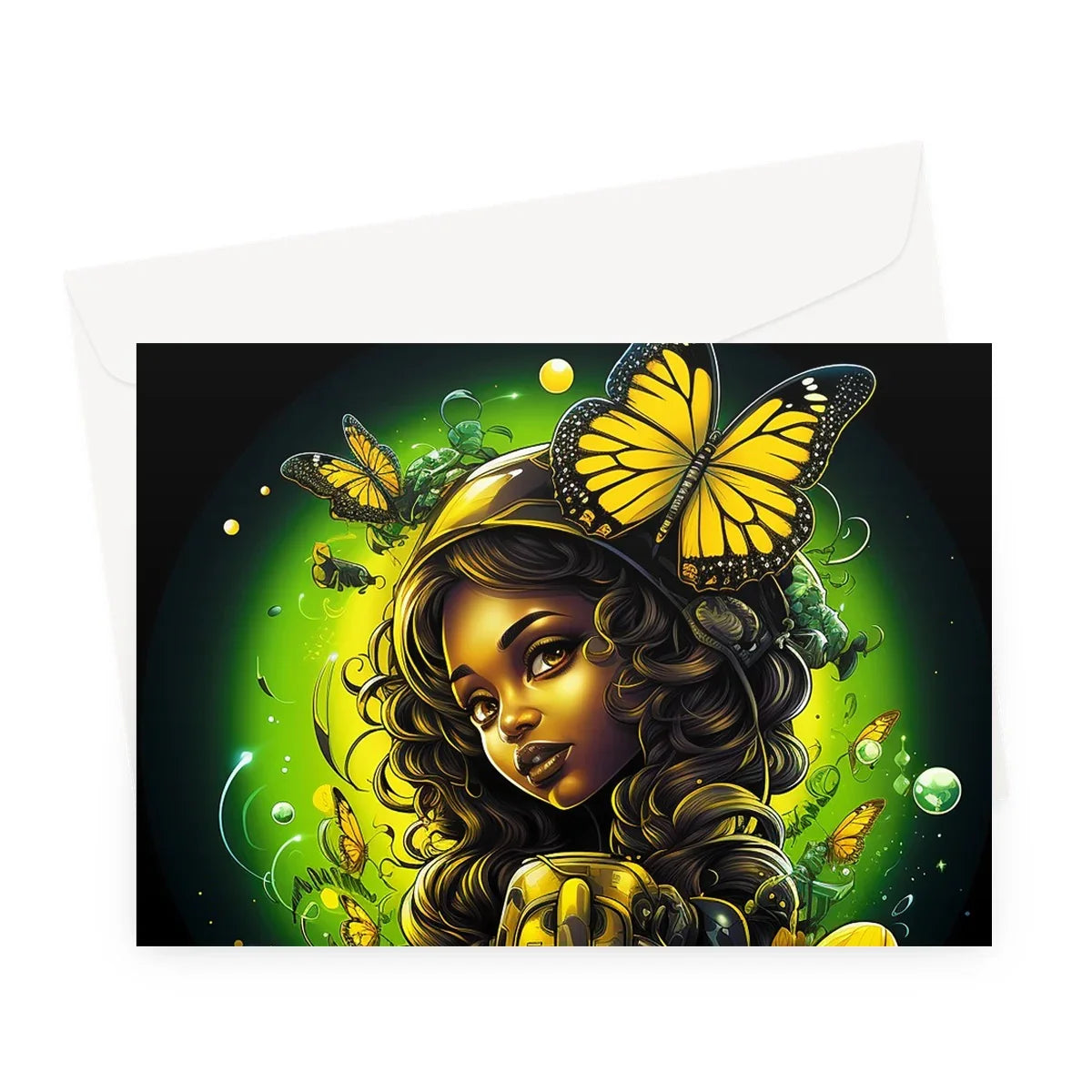 Urban Jungle Metamorphosis Muse Luminous Butterfly Queen Greeting Card - D'Sare
