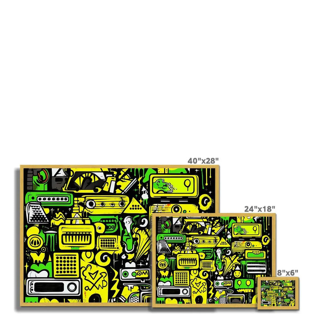 Graffiti Green and Yellow Abstract: A Dive into Vibrant Urban Art Antique Framed Print - D'Sare 