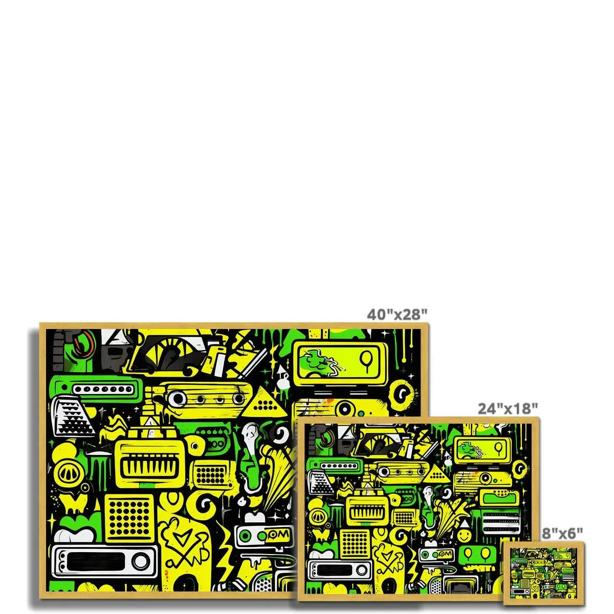 Graffiti Green and Yellow Abstract: A Dive into Vibrant Urban Art Antique Framed Print - D'Sare 