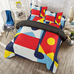 Red , Blue and Yellow Abstract Geometric Print Four-piece Duvet Cover Set - D'Sare 