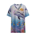 Dolphin Pastel V-neck Girl's T-shirt - D'Sare 