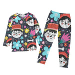 Raglan Sleeve With Wide Ankles Gir's Print Pyjama Sets - D'Sare 