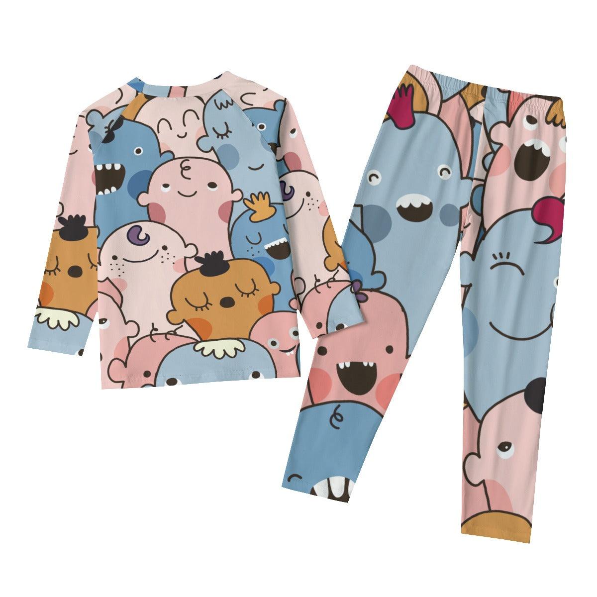 Raglan Sleeve With Wide Ankles Girl's Print Pyjama Sets - D'Sare 