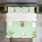 Bamboo Panda Green Four-piece Duvet Cover Bedding Set - D'Sare 