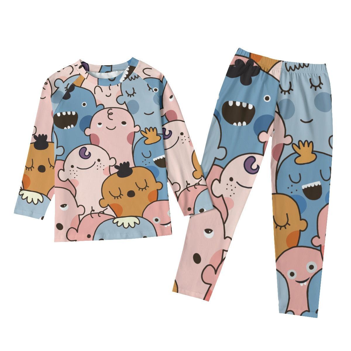 Raglan Sleeve With Wide Ankles Girl's Print Pyjama Sets - D'Sare 