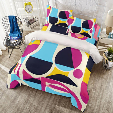 Colourful Geometric Shapes Four-piece Duvet Cover Set - D'Sare 