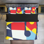 Red , Blue and Yellow Abstract Geometric Print Four-piece Duvet Cover Set - D'Sare 