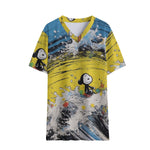Surfing Waves Abstract Print Boy's V-neck T-shirt - D'Sare 