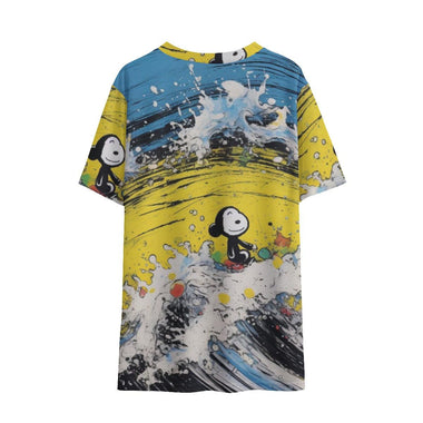 Surfing Waves Abstract Print Boy's V-neck T-shirt - D'Sare 