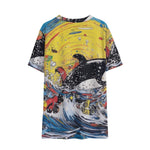 Yellow Whale Abstract Beach Surf Boy's V-neck T-shirt - D'Sare 
