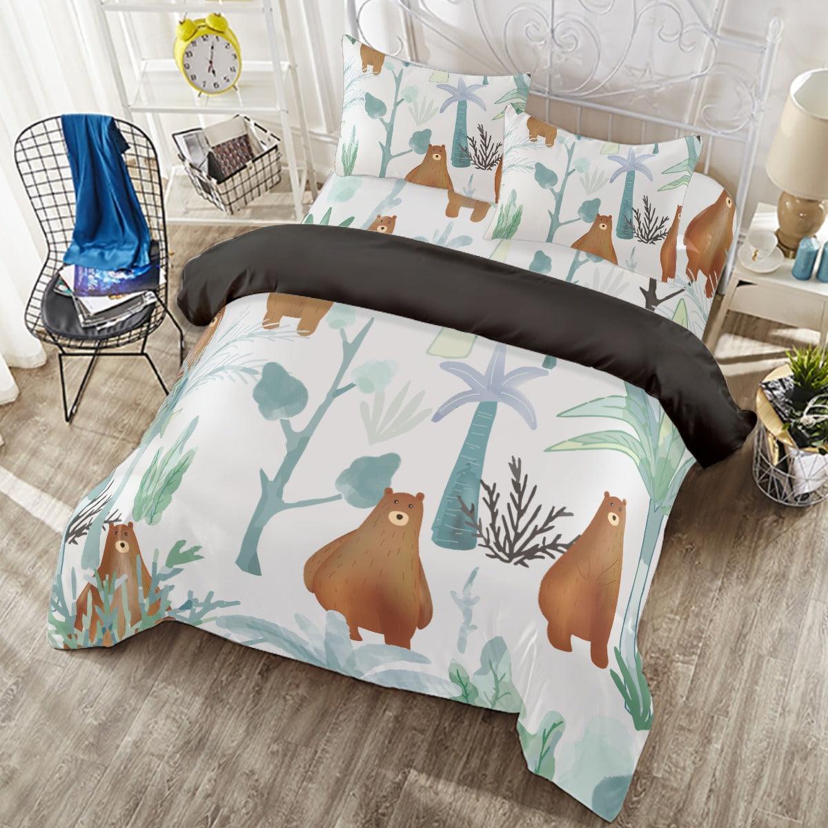 Brown Beer and Tree Forest Four-piece Duvet Cover Set - D'Sare 