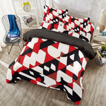 Modern Abstract Black, Red, and Brown Four-Piece Duvet Cover Set - D'Sare