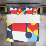 Red , Blue and Yellow Abstract Geometric Print Four-piece Duvet Cover Set - D'Sare 