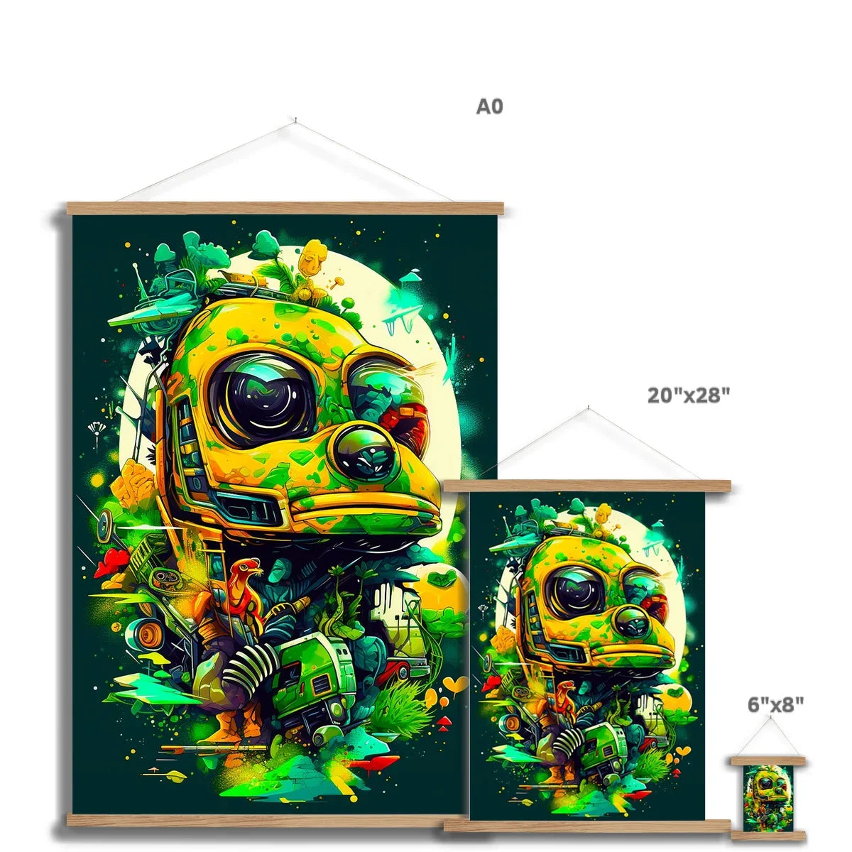 Mechanical Muse: Vibrant Graffiti Odyssey in Surreal Auto Wonderland Fine Art Print with Hanger - D'Sare