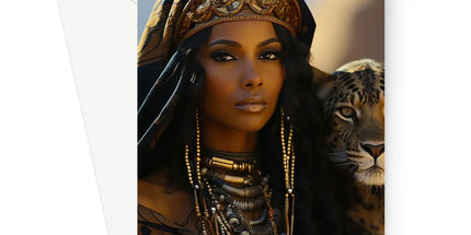 Blue Empress and The Majestic Leopard Greeting Card - D'Sare