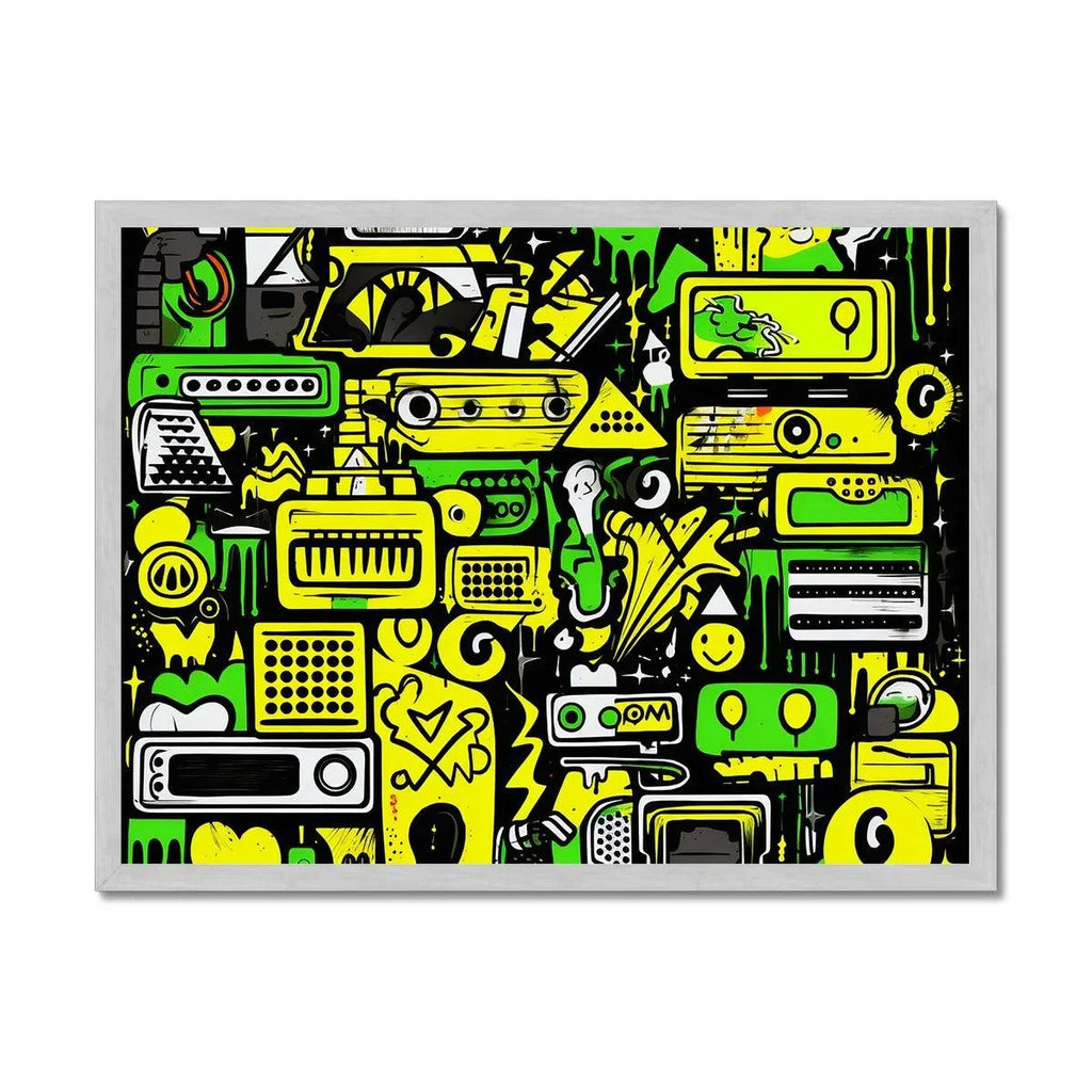 Graffiti Green and Yellow Abstract: A Dive into Vibrant Urban Art Antique Framed Print - D'Sare 