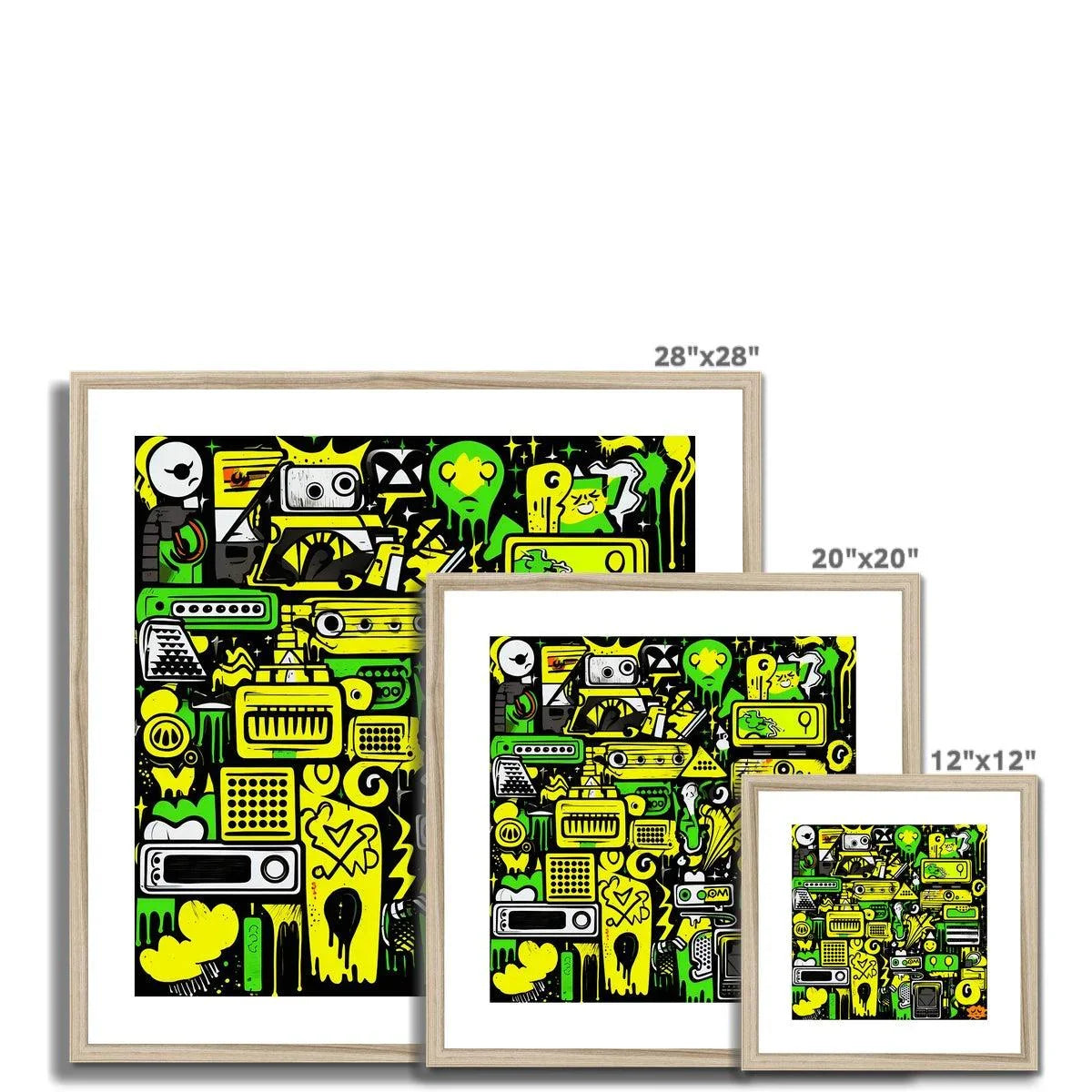 Graffiti Green and Yellow Abstract: A Dive into Vibrant Urban Art Framed & Mounted Print - D'Sare 