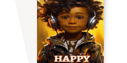 Little Boy Dino Dream: MelanatedMe Adventures by D'Sare Greeting Card by D'Sare