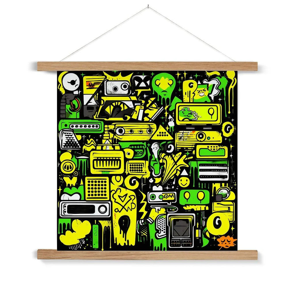 Graffiti Green and Yellow Abstract: A Dive into Vibrant Urban Art Fine Art Print with Hanger - D'Sare 