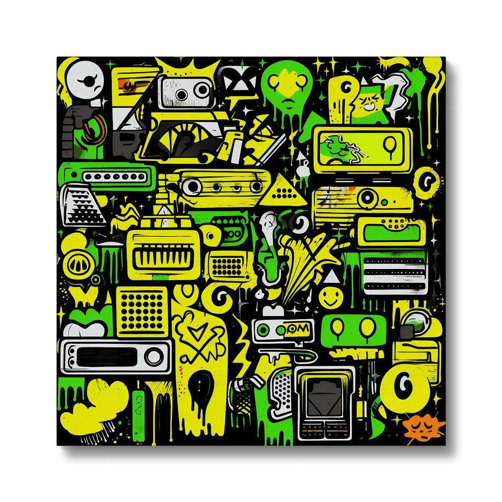 Graffiti Green and Yellow Abstract: A Dive into Vibrant Urban Art Eco Canvas - D'Sare 