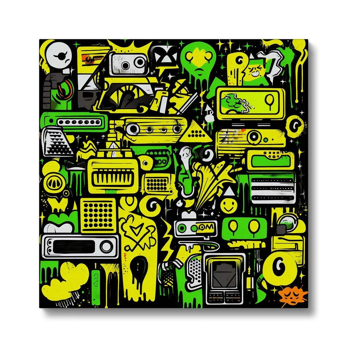 Graffiti Green and Yellow Abstract: A Dive into Vibrant Urban Art Eco Canvas - D'Sare 