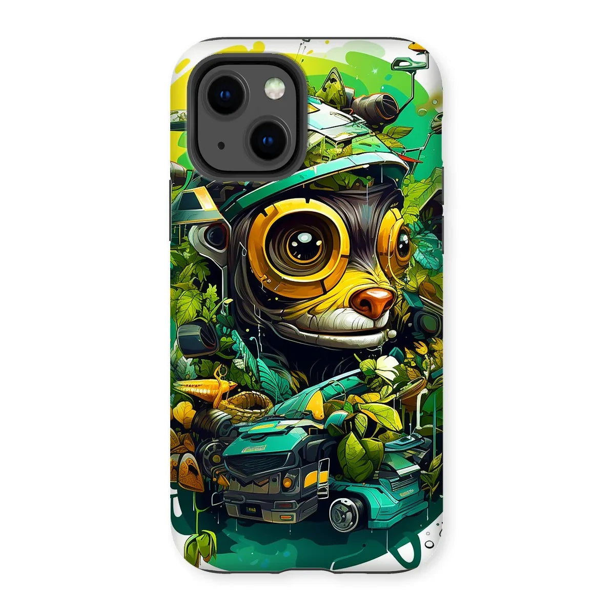 Nature's Resilience: Surreal Auto-Forest Artwork - Whimsical Raccoon and Greenery Infused Car  Tough Phone Case - D'Sare