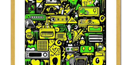 Graffiti Green and Yellow Abstract: A Dive into Vibrant Urban Art Antique Framed & Mounted Print by Prodigi