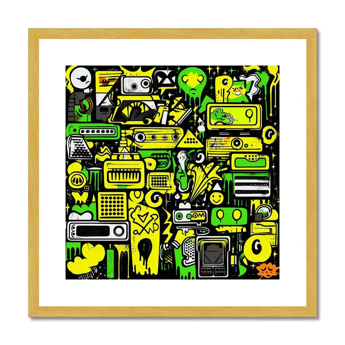 Graffiti Green and Yellow Abstract: A Dive into Vibrant Urban Art Antique Framed & Mounted Print - D'Sare 