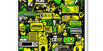 Graffiti Green and Yellow Abstract: A Dive into Vibrant Urban Art Framed Photo Tile by Prodigi