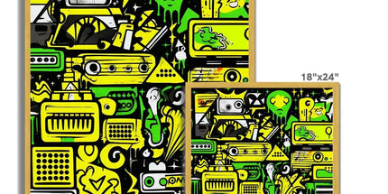 Graffiti Green and Yellow Abstract: A Dive into Vibrant Urban Art Antique Framed Print by Prodigi