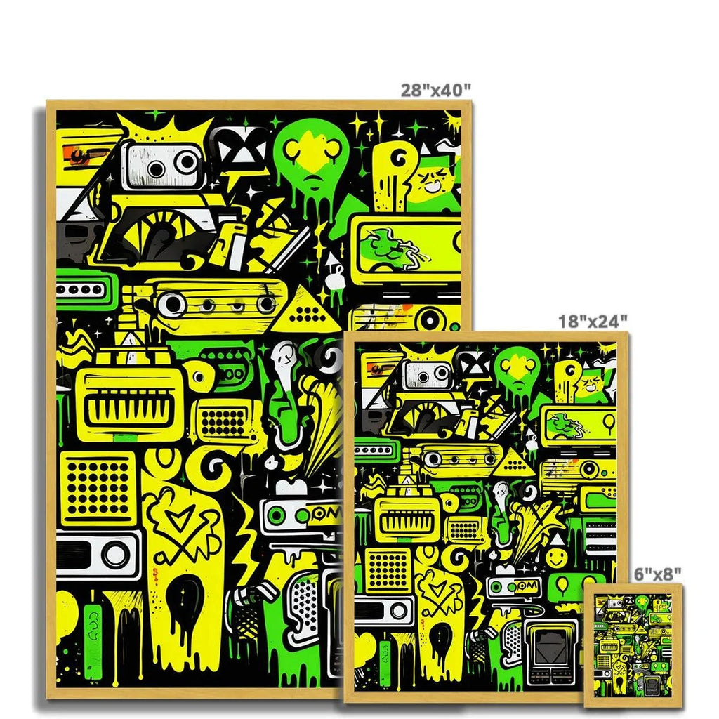 Graffiti Green and Yellow Abstract: A Dive into Vibrant Urban Art Antique Framed Print - D'Sare 