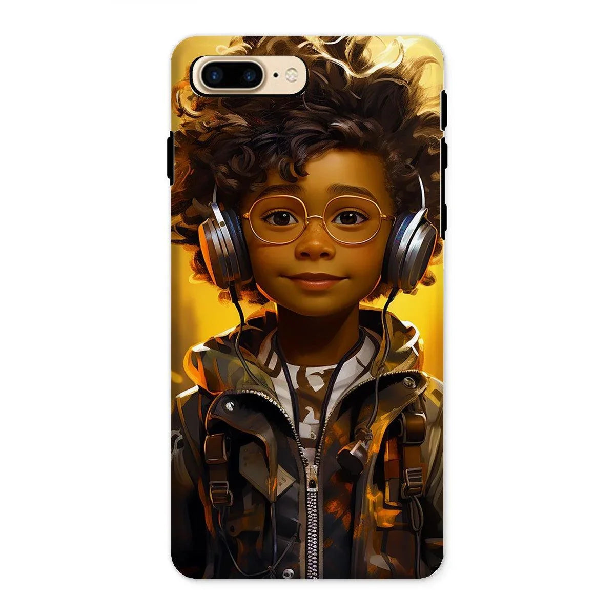 Little Boy Dino Dream Earphone: MelanatedMe Adventures by D'Sare Tough Phone Case - D'Sare 