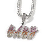 Custom Gold Iced Out Double-layer Cursive Pendant Necklace - D'Sare 